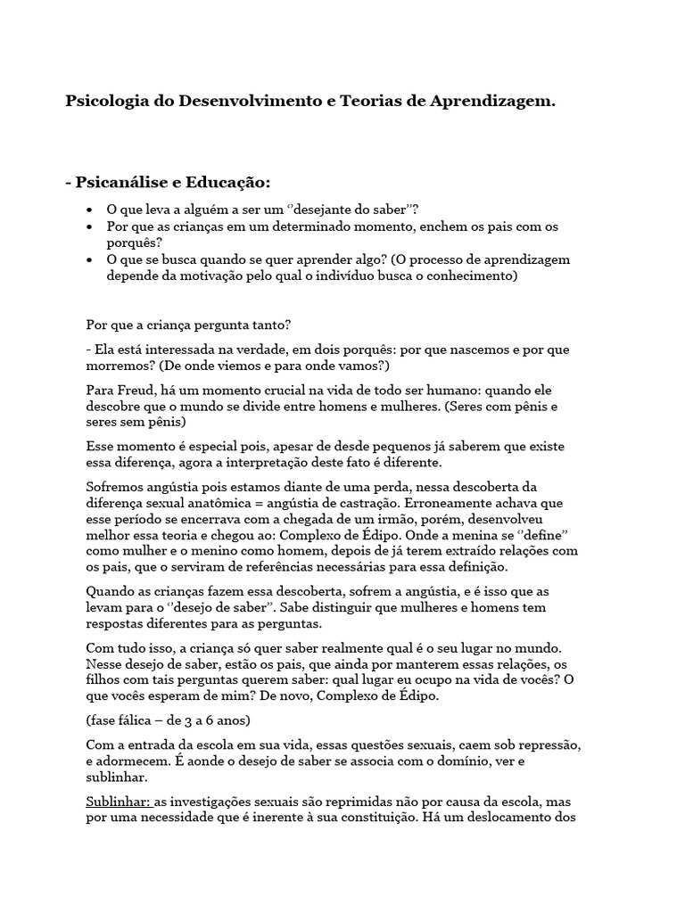 Psicologia do Desenvolvimento e Educação | PDF | Aprendizado | Conhecimento