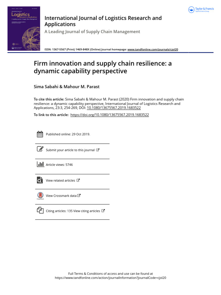 Innovation and Supply Chain Resilience | PDF | Supply Chain ...