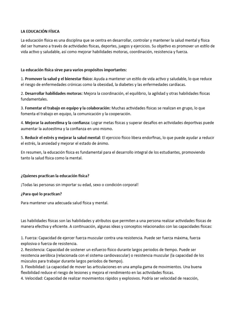 La Educación Física Pdf Educación Física Flexibilidad Anatomía