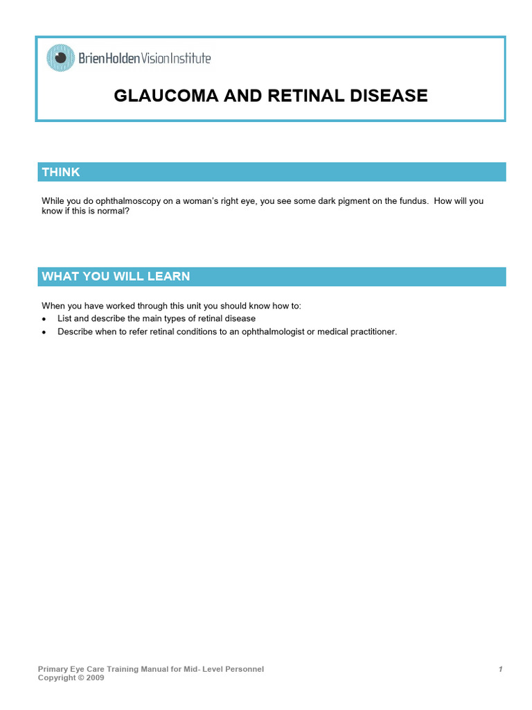 Retinal Disease | PDF | Glaucoma | Hypertension