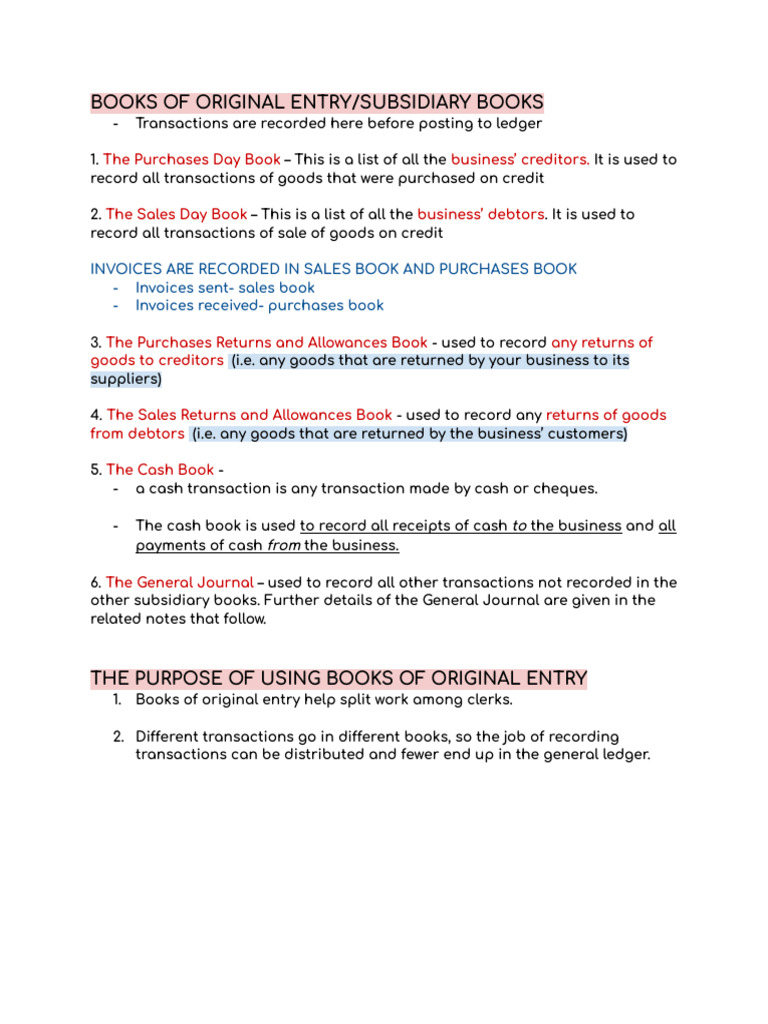 Overview of Books of Original Entry | PDF | Debits And Credits | Economies