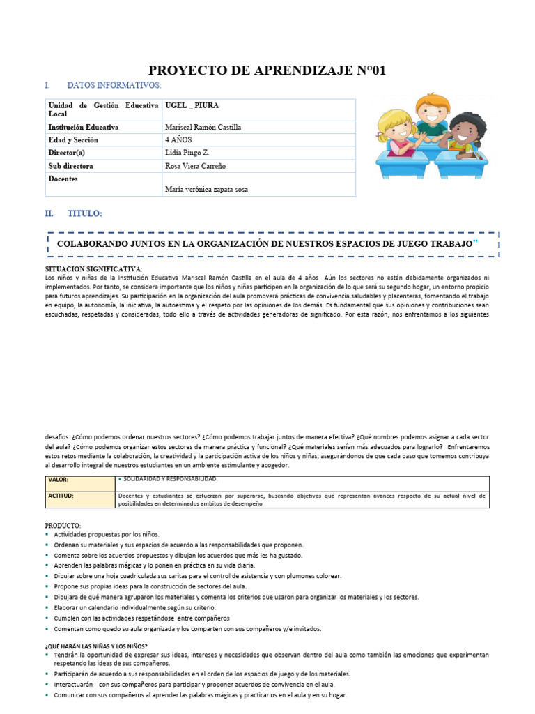 Organización de Aula para Niños de 4 Años | PDF | Evaluación | Aprendizaje