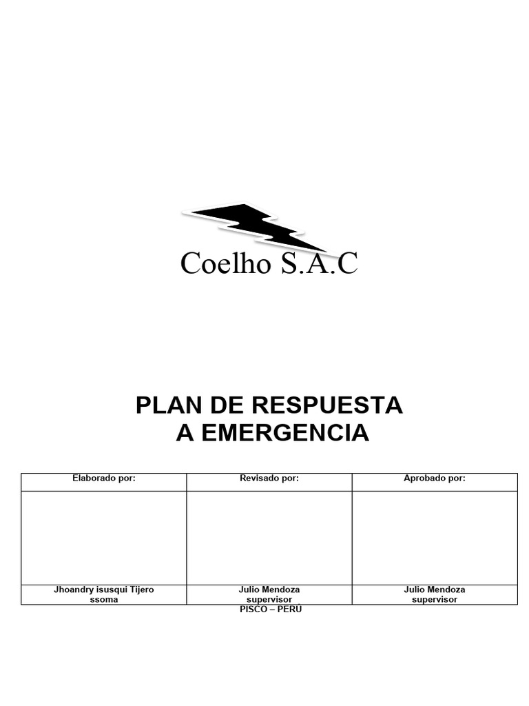 Plan de Contingencia y Emergencia | PDF | Seguridad y salud ocupacional ...