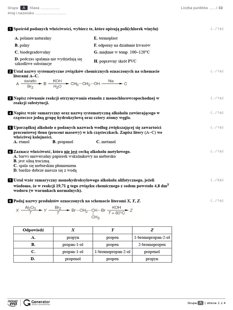 Chemia Nowa Era 1 Liceum Test (3) Chemia Nowa Era 1 Liceum | PDF