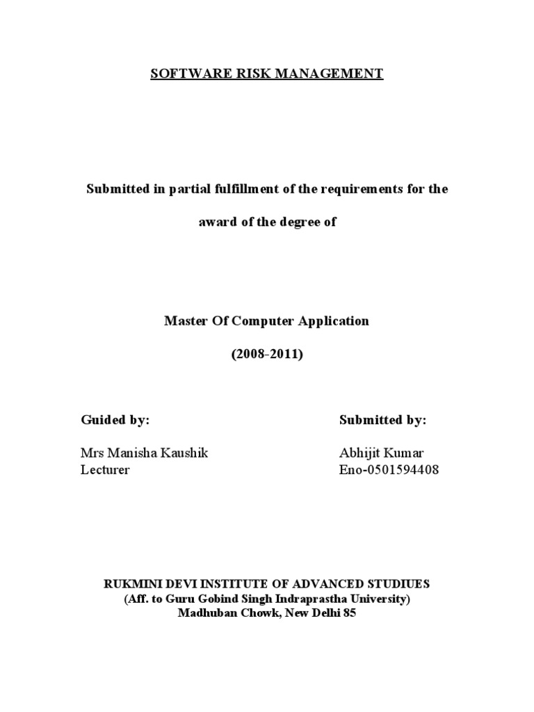 Software Risk MGMT - Abhijit050 | PDF | Risk Management | Risk