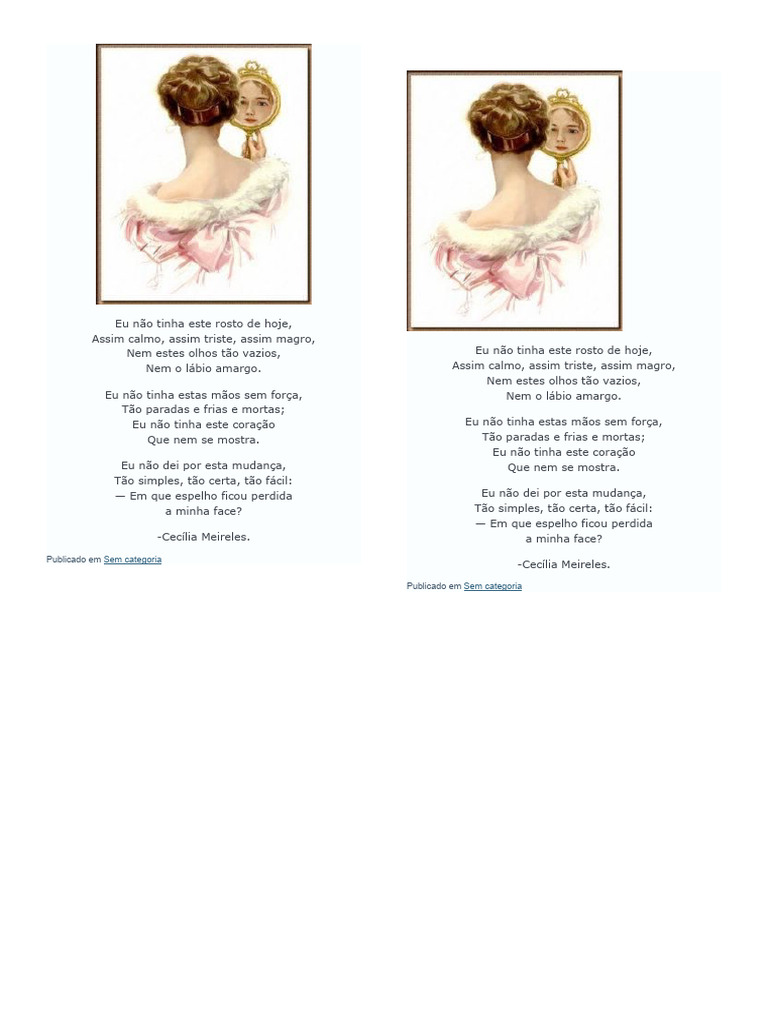 Poema "Retrato" de Cecília Meireles | PDF