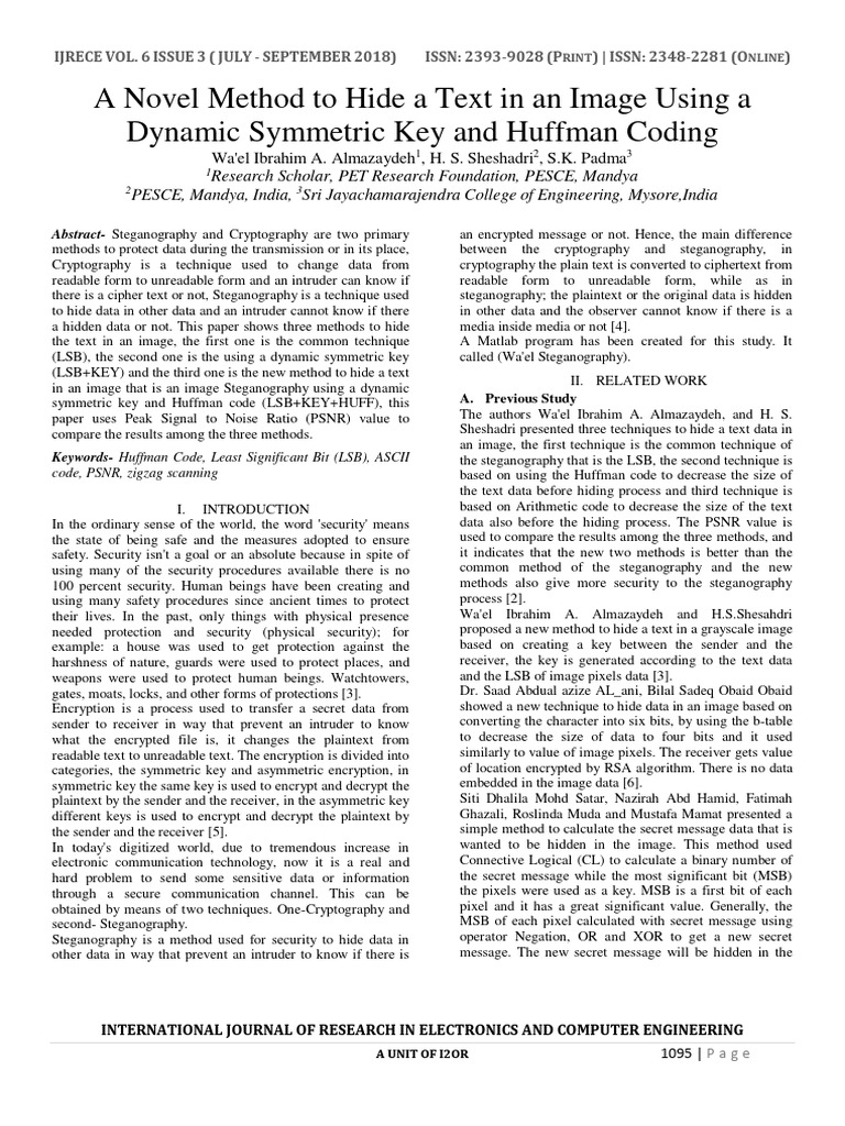 A novel method to hide a text in an image using a dynamic symmetric key