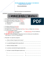 Ficha de Aprendizaje El Imperio de Los Incas El Tahauntinsuyo Lunes 18 de Julio