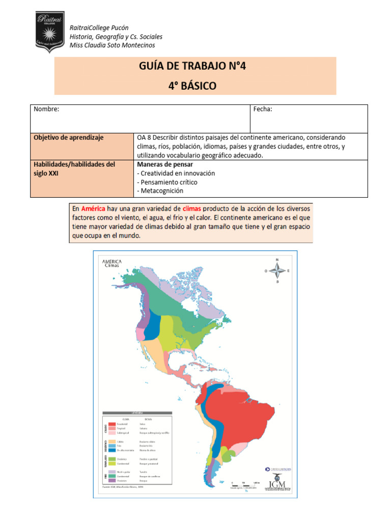 Guía de Paisajes Americanos 4° Básico | PDF | Ciencia y matemáticas ...