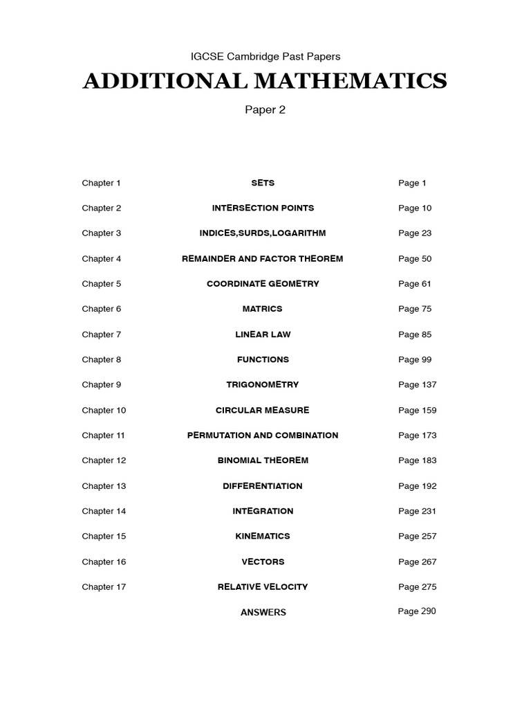 IGCSE Cam Add Math (0606) P2 真题 | PDF