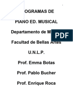 Programas de Piano Educaciýýn Musical 2012 Facultad Bellas Artes UNLP Dpto. de Mýýsica