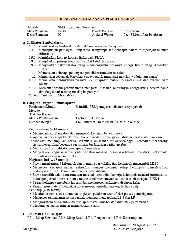 RPP PBL - Kreativitas | PDF