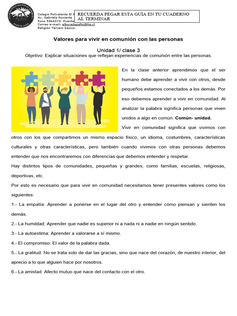 Valores para la Vida en Comunidad | PDF | Felicidad