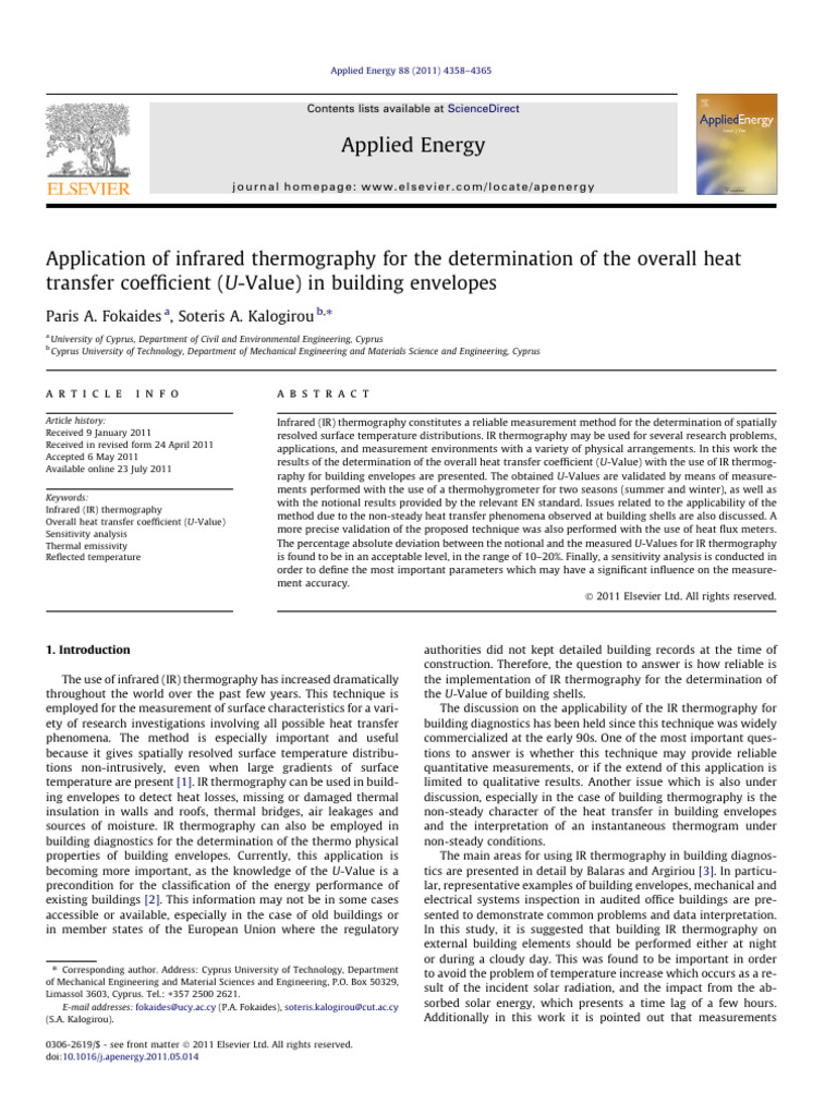 Infrared Thermography for U-Value Measurement | PDF | Thermography ...