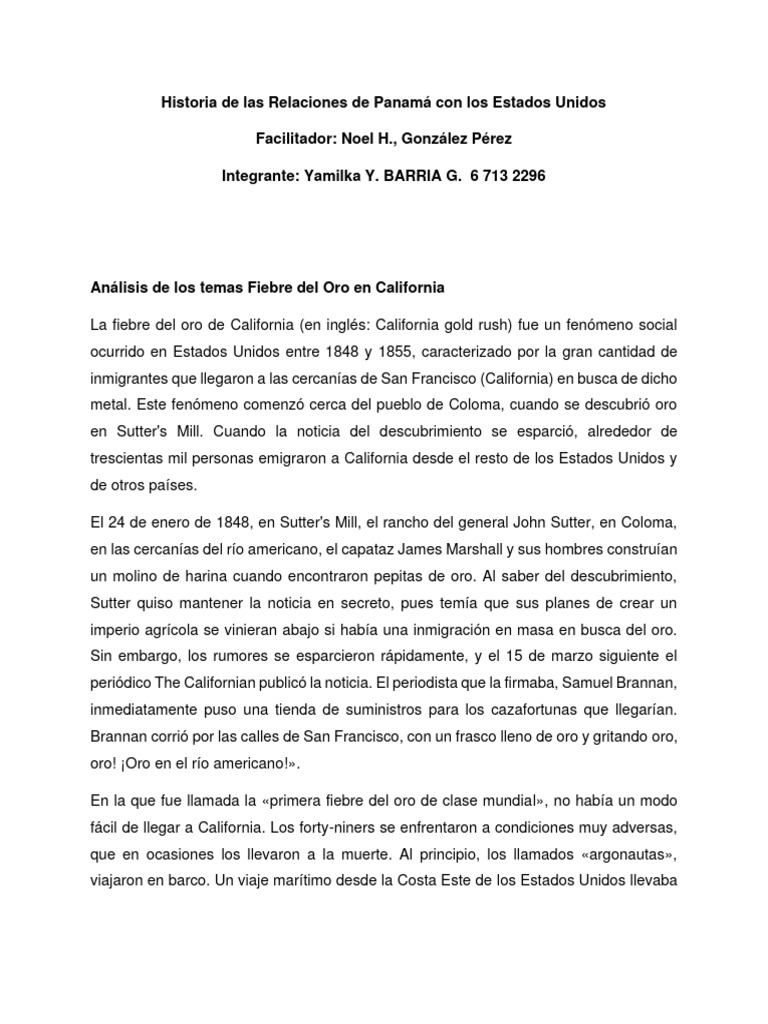 Impacto de la Fiebre del Oro en Panamá | PDF | Panamá