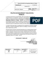 PLT-SST-001 Politica de Seguridad y Salud en El Trabajo