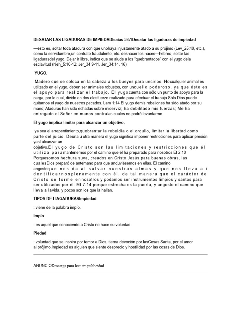Desatar Las Ligaduras de Impiedadisaias 58:1desatar Las Ligaduras de ...