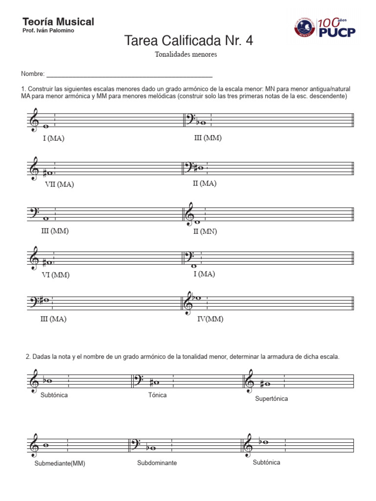Ejercicios de Escalas Menores Musicales | PDF | Escala menor | Escala ...