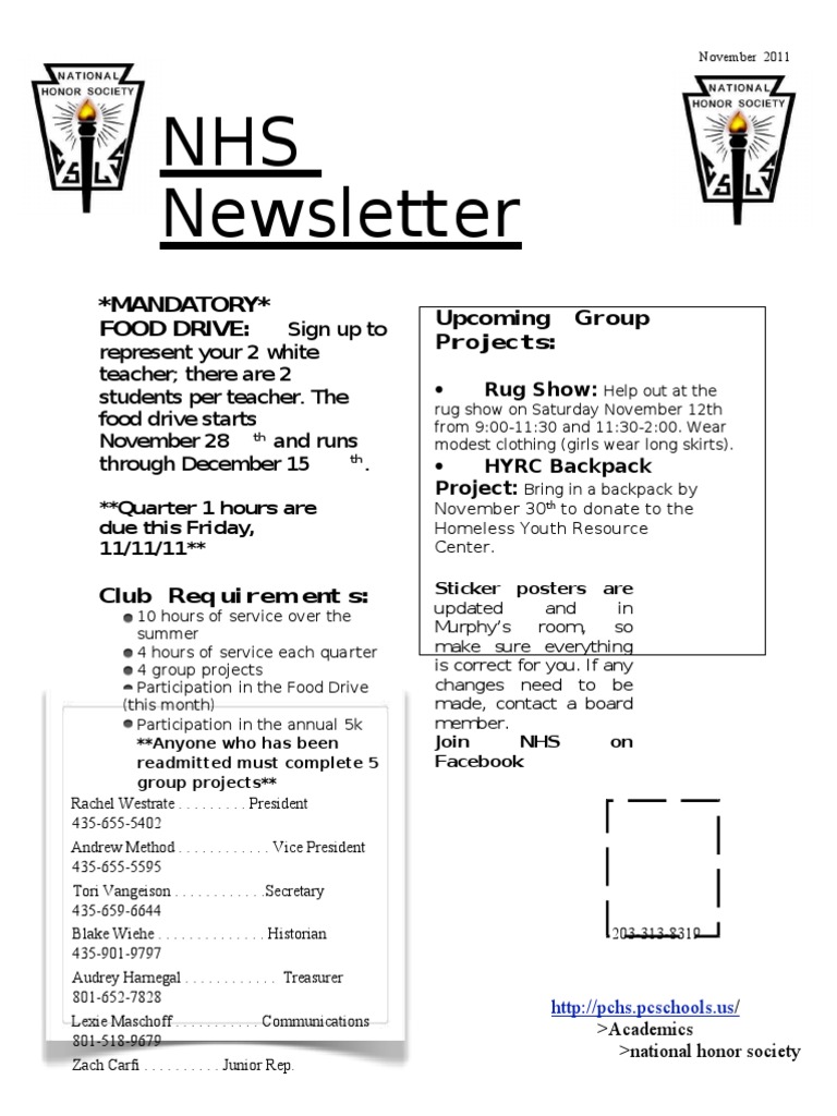 NHS Newsletter November | PDF | Self-Improvement | Wellness