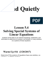 Lesson 5.4 Solving Special Systems of Linear Equations