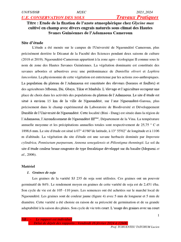 M2EC Travaux Pratiques UE CONSERVATION DES SOLS | PDF | Fertilisant ...