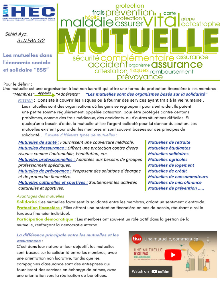 Mutuelles : Solidarité et Protection Financière | PDF | Solidarité | La ...