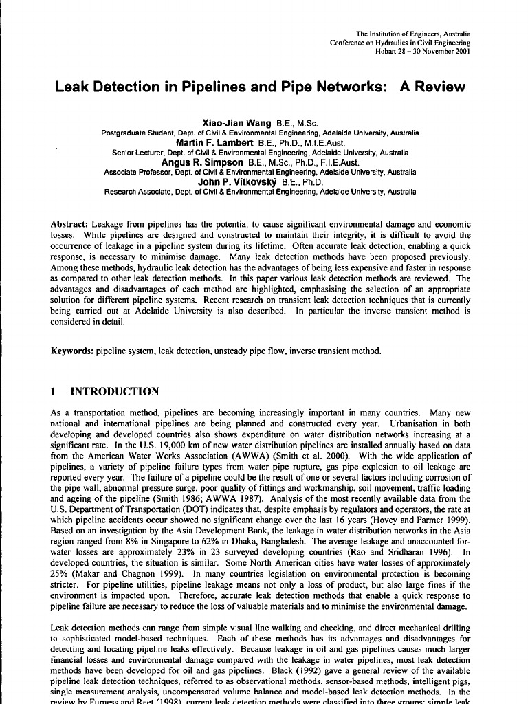 Review of Pipeline Leak Detection Methods | PDF | Pipeline Transport | Leak