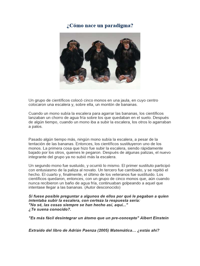 Cómo Nace Un Paradigma De Los Monos Pdf Libros Para Adolescentes