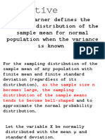 Define The Sampling Distribution of The Sample Mean For Normal Population When The Variance Is Known