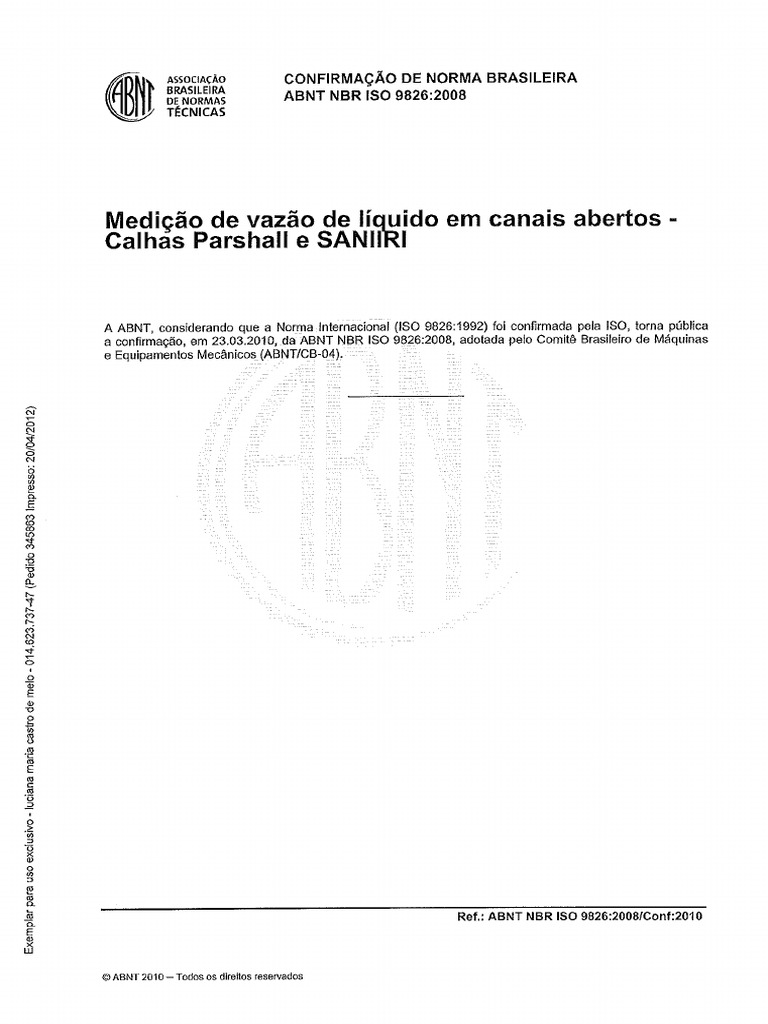 Nbr 9826 2008 calha parshall pdf