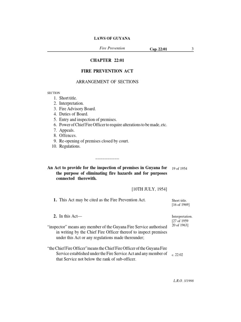 Guyana Fire Prevention Act Overview | PDF | Appeal | Justice