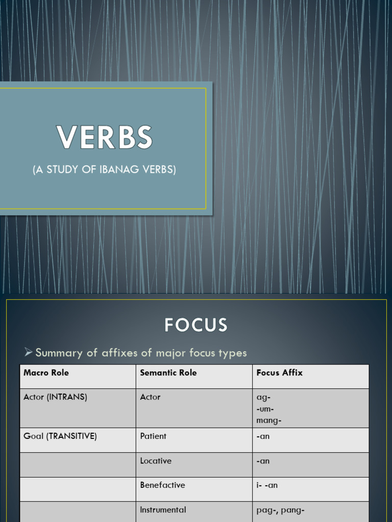 Ibanag Verbs: Focus and Transitivity | PDF | Grammatical Tense | Verb
