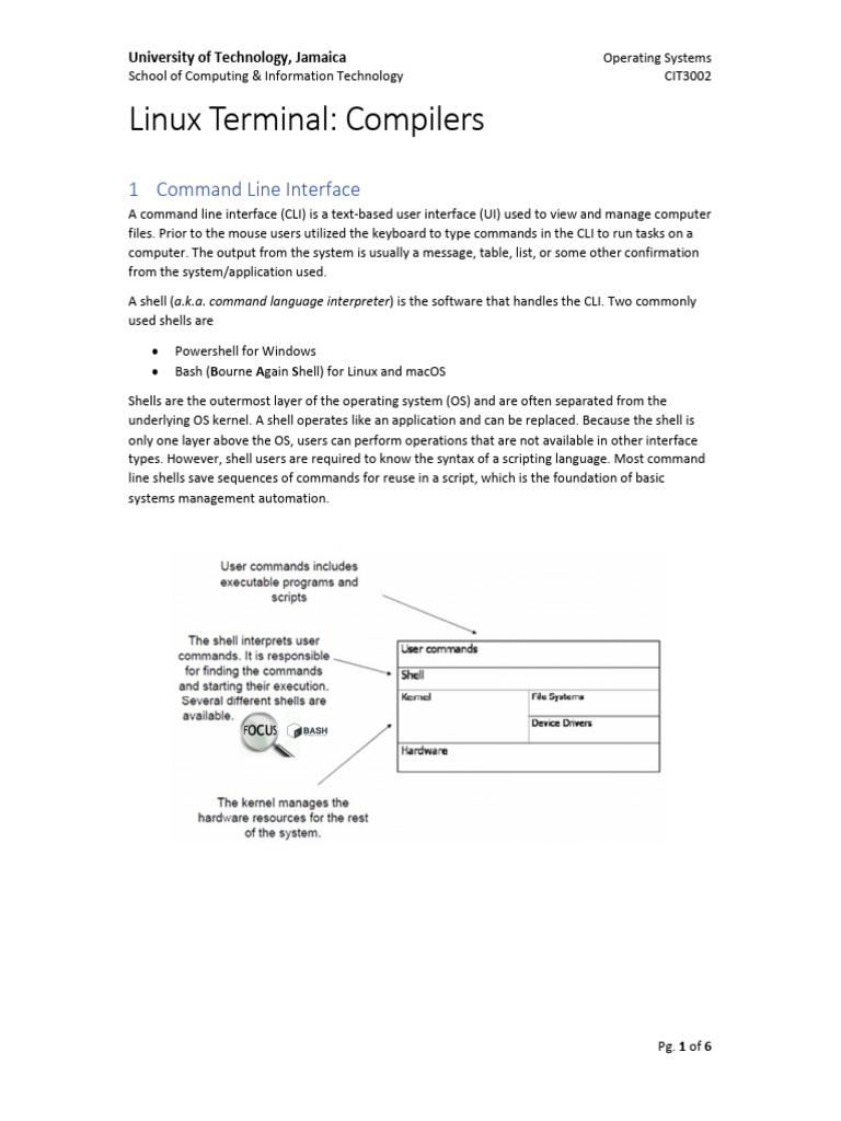 Linux Terminal Compilers PDF Shell Command Line