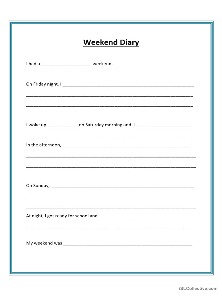 My Weekend Diary Entry | PDF | Language Arts & Discipline