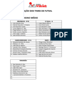 Relação Dos Times de Futsal: Reizinhos - 9º B 1 Série - A