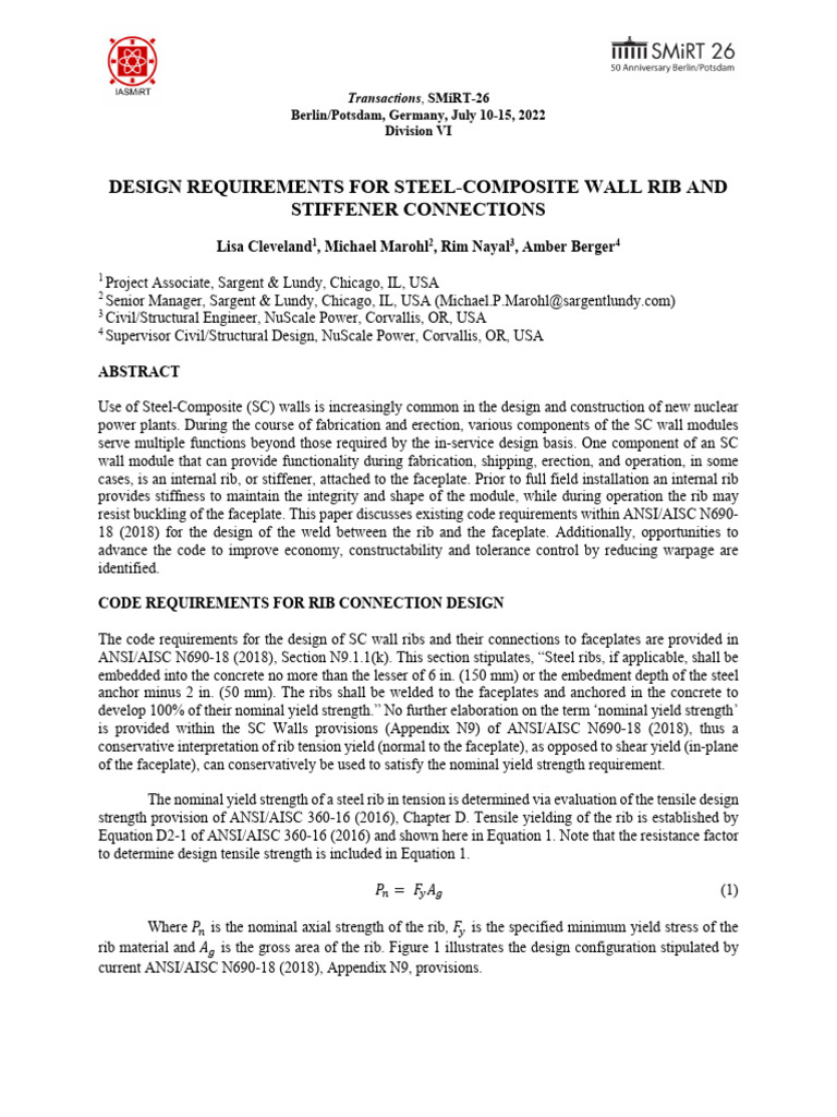 Steel-Composite Wall Rib Design Guidelines | PDF | Strength Of ...
