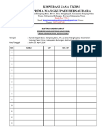 Daftar Hadir Rapat Koperasi