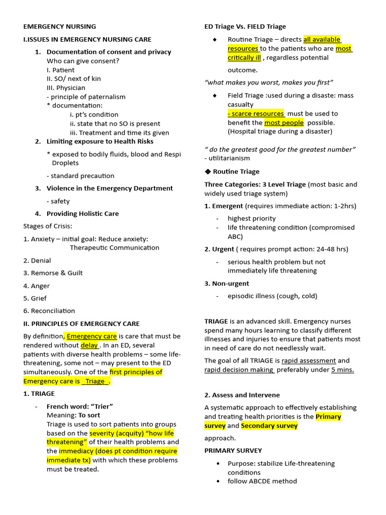 Emergency Nursing: Triage and Shock Management | PDF | Shock ...