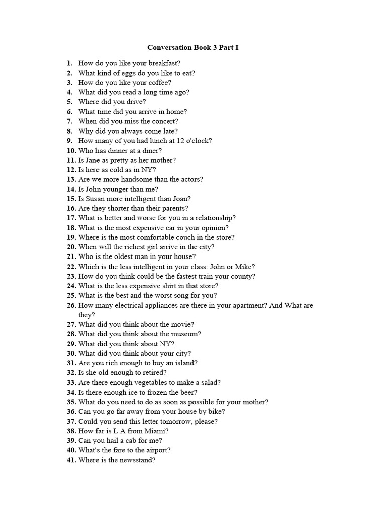 Conversation Book 3 Part I | PDF