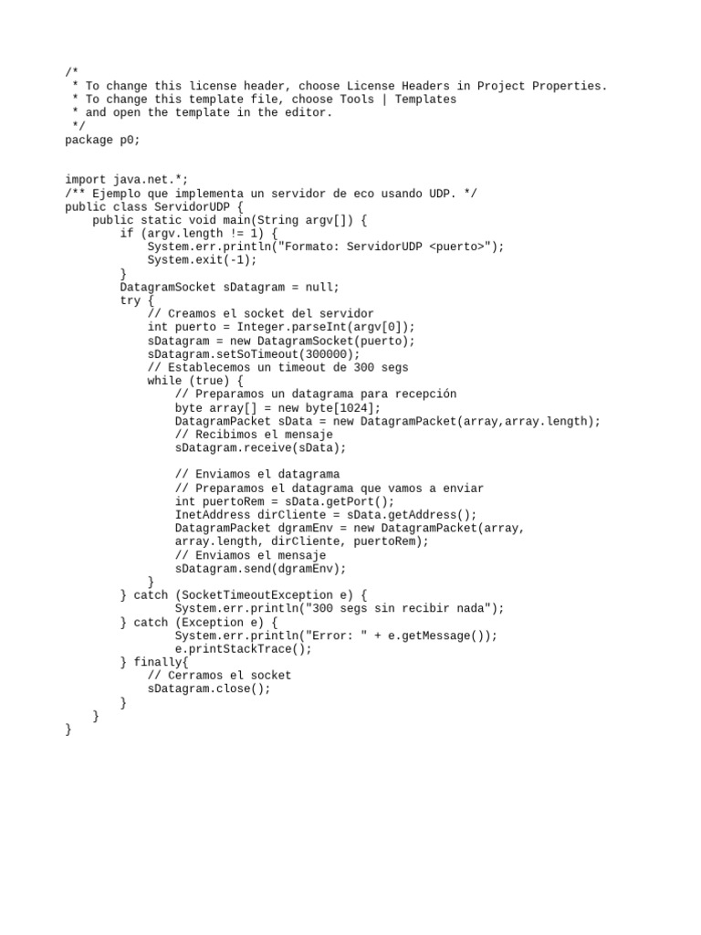 Servidor UDP de eco en Java | PDF | Informática