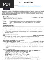 Bella Tandumai GEOLOGIST JUNIOR Resume (FRESH GRADUATE)