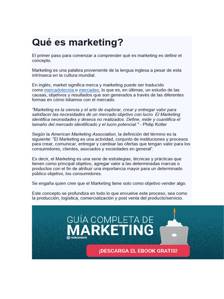 Definición y Objetivos del Marketing | PDF | Marketing | Mercado (economía)
