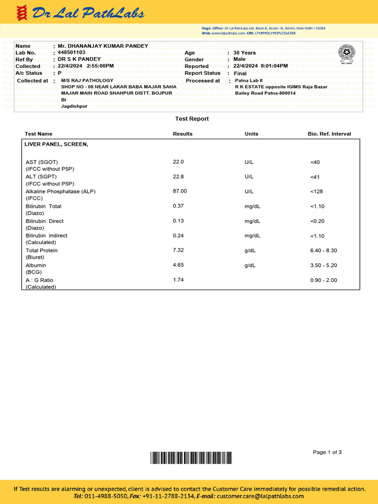 Liver and Lipase Test Report Summary | PDF | Liver