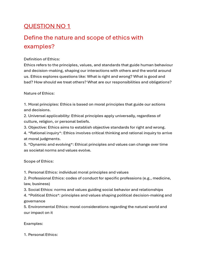 Ethics Notes | PDF | Morality | Decision Making