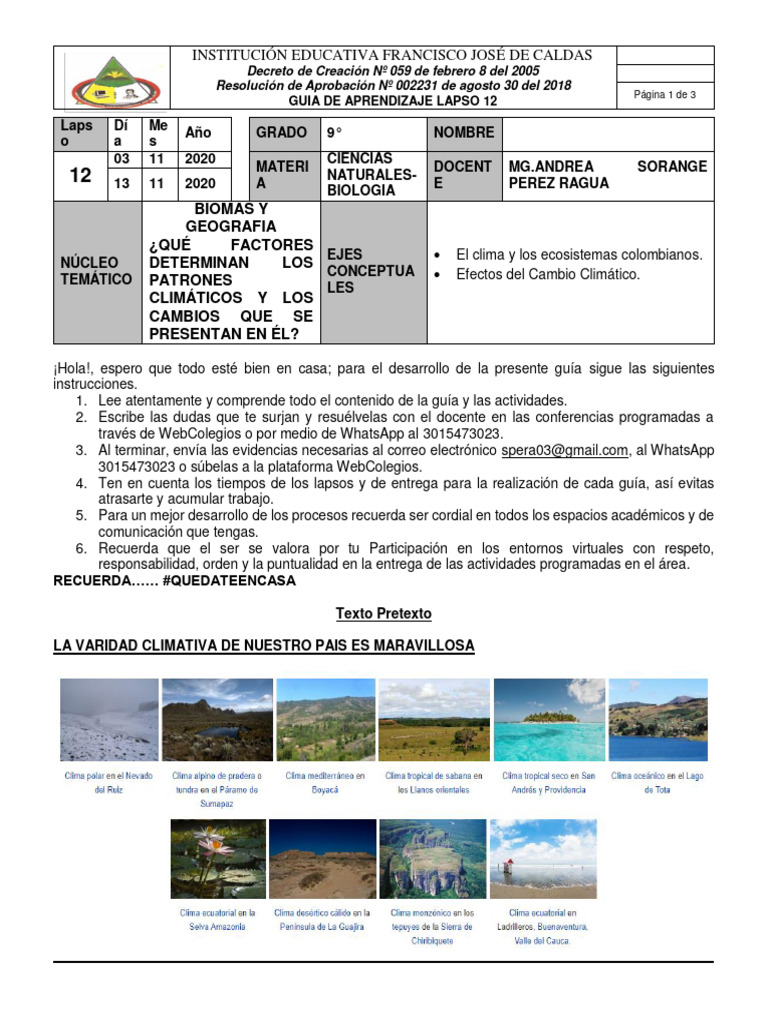Guia para Regiones de Colombia | PDF | Clima templado | Colombia