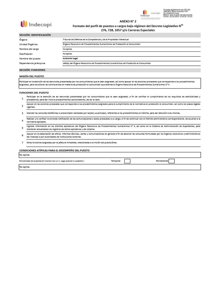Cas N 049 Perfil de Asistente Legal | PDF | Titulo academico ...