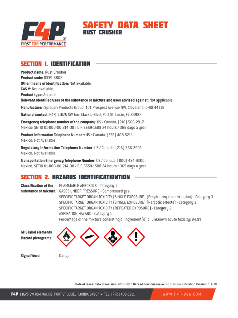 Rust Crusher Safety Data Sheet | PDF | Occupational Safety And Health ...