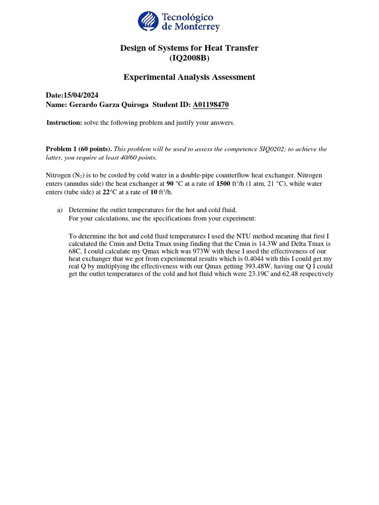 Heat Transfer System Design Analysis | PDF | Heat Exchanger | Heat