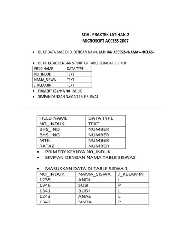 Soal Praktik Acces 1 | PDF