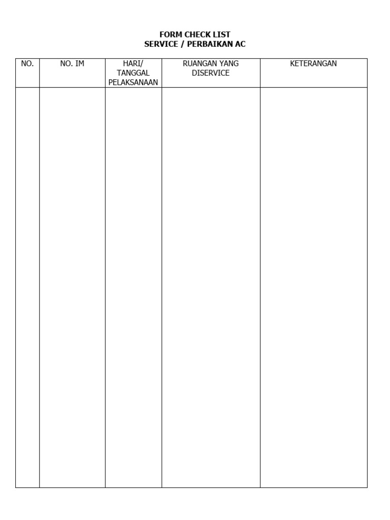 Form Check List Ac | PDF